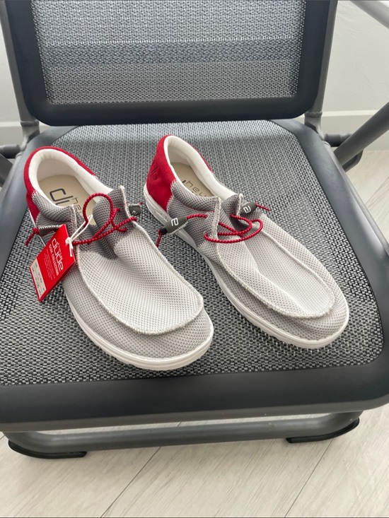 Hey Dude Other - Hey Dude Light Gray Mesh Loafers with Red Accents